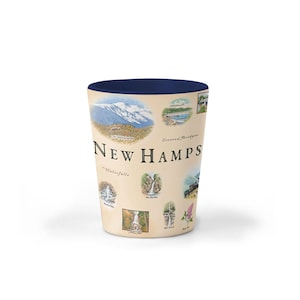 New Hampshire State Karte Keramik Schnapsglas, BPA-frei - Für Büro, Zuhause, Geschenk, Party - Langlebig und fasst 1,5 oz - Blau