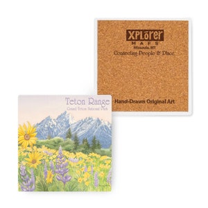 Grand Teton National Park Wildflower Keramik-Untersetzer mit Korkboden - 4er-Set