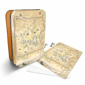 Carte du parc national de Yellowstone Cartes à jouer standard de 52 jeux de cartes - Format officiel Vegas Poker
