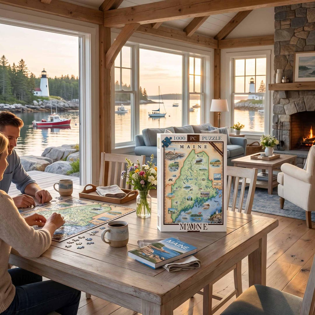 Maine Puzzle, 1000 Piece Jigsaw, Maine Map Gift - Etsy