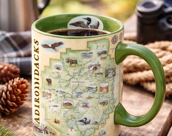 Adirondacks Map Coffee Mug - 16oz Ceramic Travel Souvenir