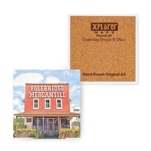 Polebridge Montana Ceramic Coasters with Cork Base - Set of 4