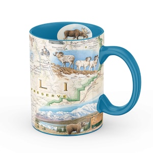Große 16 Unzen Denali National Park Karte Tasse - Perfekt für Kaffee, Tee, Kakao - Blau