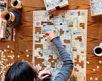 Flathead Lake Puzzle, 1000 Piece Jigsaw Puzzle, Montana Map Gift