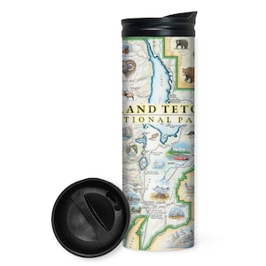 Grand Canyon National Park Map Travel Drinkware with Spill-Resistant Lid - Vacuum insulated Double-Walled Stainless Steel