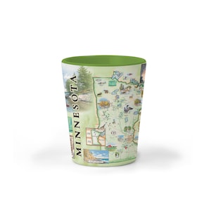 Minnesota State Map Ceramic Shot Glass, BPA-Free - For Office, Home, Gift, Party - Durable and holds 1.5 oz - Blue