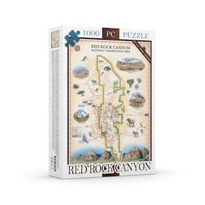 Quebra-cabeça do mapa da área de recreação nacional Red Rock Canyon - 1000 peças, inclui pôster