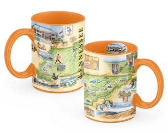 Tazza con mappa del Tennessee – Tazza da caffè in ceramica disegnata a mano, 16 once