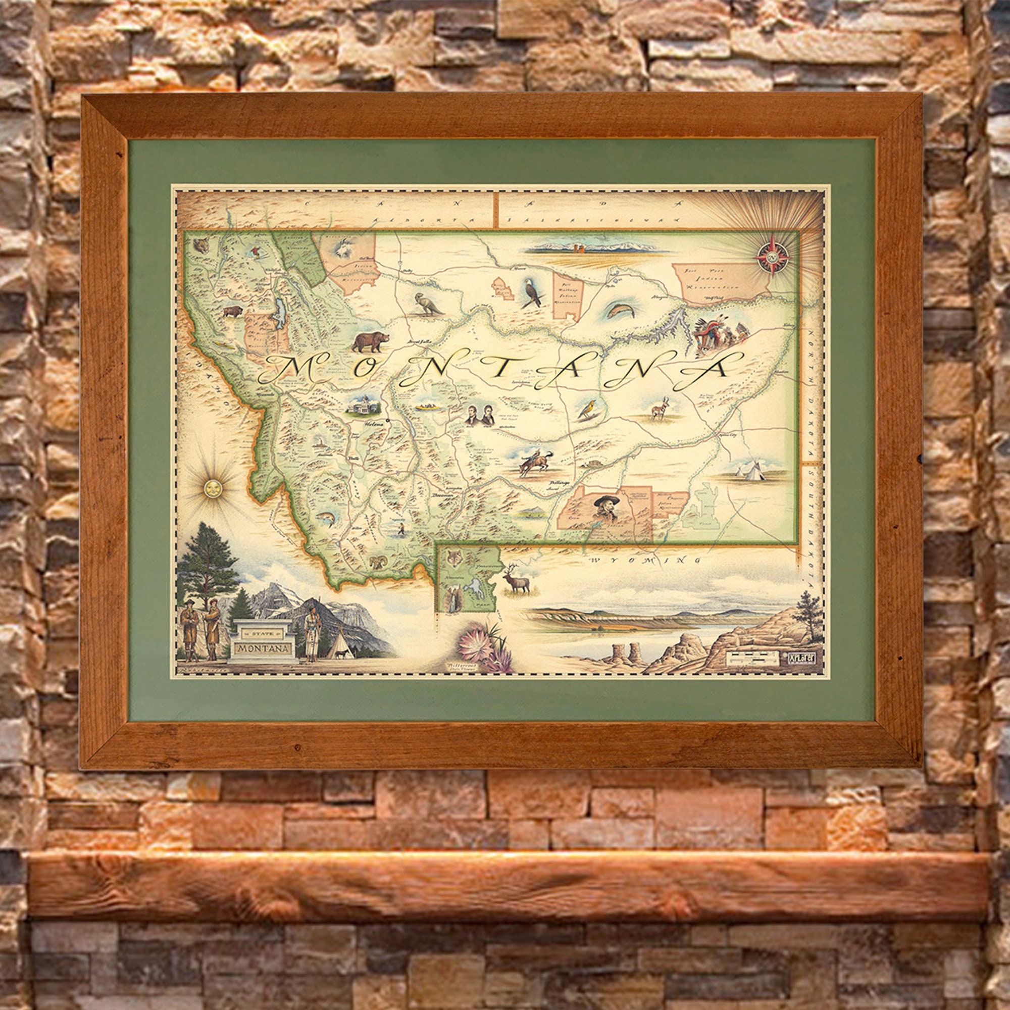 Montana State Hand-drawn Map Poster Authentic - Etsy