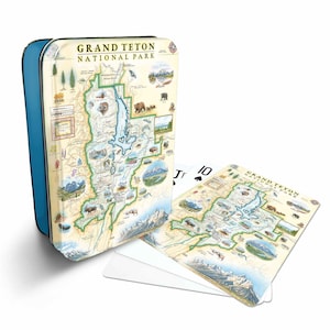 Grand Teton National Park Map Standard 52-Deck Spielkarten - offizielle Vegas Poker Größe