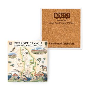 Red Rock Canyon National Park Map Keramik-Untersetzer mit Korkboden - 4er-Set