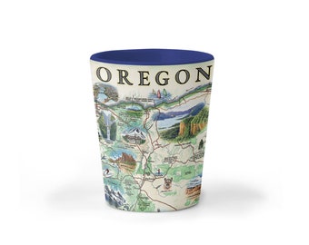 Oregon State Map Keramiskt Shotglas, Resesouvenir