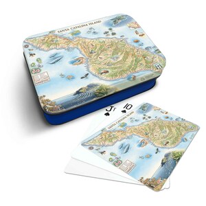 Carte de l'île de Santa Catalina Cartes à jouer standard de 52 jeux de cartes - Format officiel de Vegas Poker