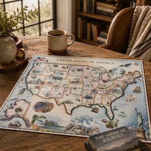 Puzzel met de kaart van de VS, 1000 stukjes, legpuzzel met de kaart van de Verenigde Staten, cadeau