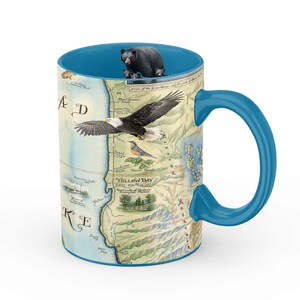 Große 16oz Flathead Lake Map Tasse - Perfekt für Kaffee, Tee, Kakao - Blau