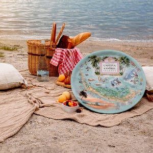 Bandeja de madera para servir con el mapa de las islas de Sanibel y Captiva