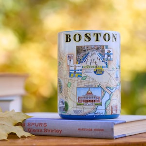 Kubek do kawy z mapą Bostonu – ceramiczny 16 uncji