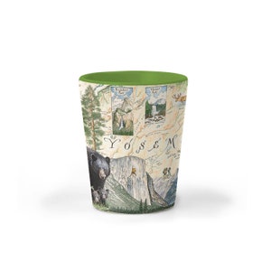 Mapa do Parque Nacional de Yosemite Copo de cerâmica para shot, sem BPA - para escritório, casa, presente, festa - durável e comporta 1,5 oz - verde