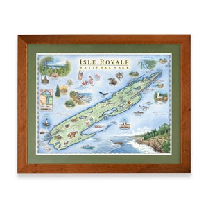 Isle Royale National Park Hand-Drawn Map Poster Authentic 24x18 Vintage-Style Lithographic Print Made in USA Neutral Colors image 3