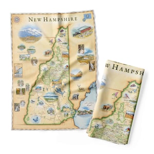 New Hampshire State Map Küchenhandtuch - Dekoratives Mehlsack Geschirrtuch - 100% Baumwolle - 45 cm x 60 cm