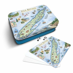 Carte du parc national de l'Isle Royale, 52 jeux de cartes standard - Format de poker officiel de Vegas