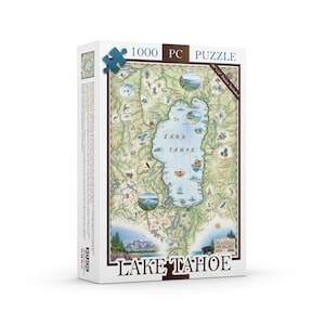 Lake Tahoe-kaart: 1000 stukjes, inclusief poster