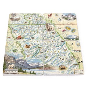Posavasos de piedra natural con diseño del Parque Nacional Glaciar (juego de 4), fabricados en EE. UU.