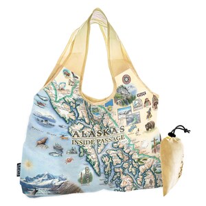Alaska Inside Passage Map Pouch Tote Bag - Reusable, Eco-friendly & Compact