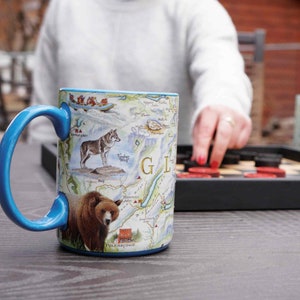 Glacier National Park Map Mug - 16oz Ceramic Coffee Mug