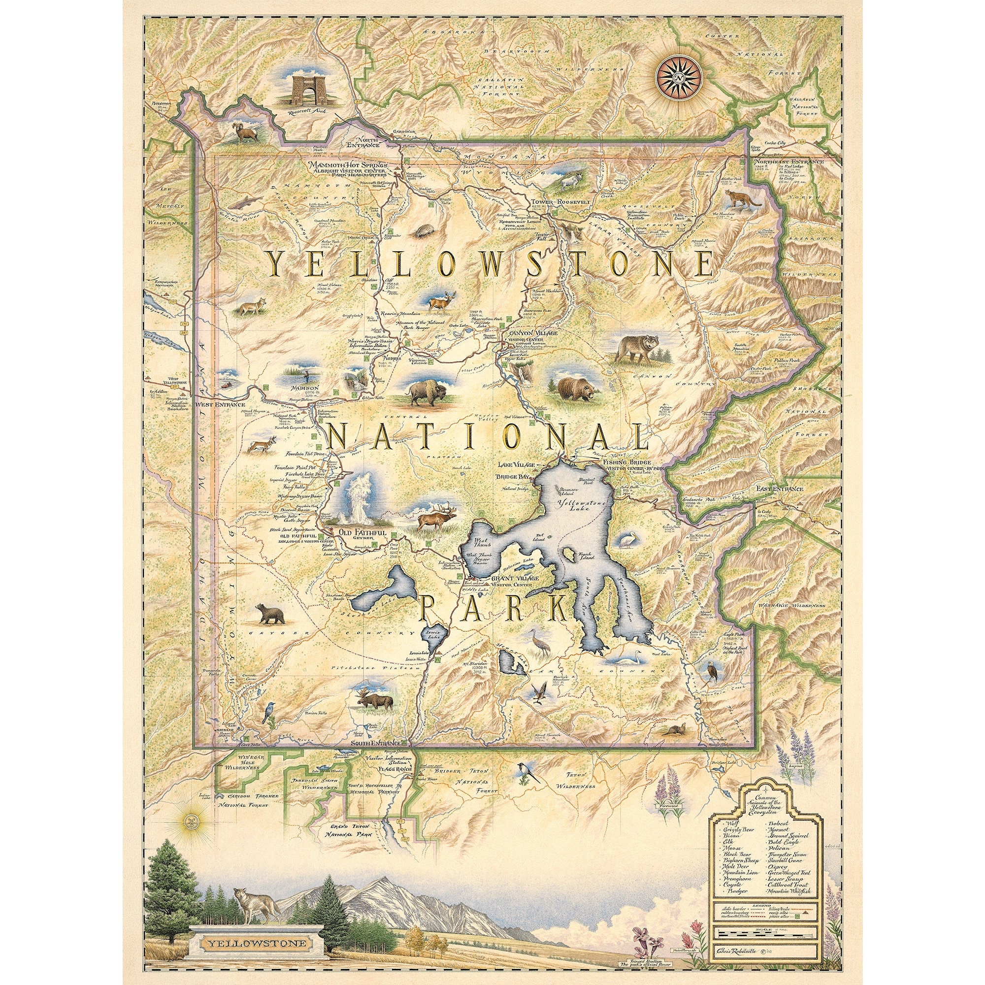 米国の国立公園の地図 - Etsy 日本