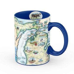 Large 16oz Michigan State Map Mug - Perfect for Coffee, Tea, Cocoa - Blue