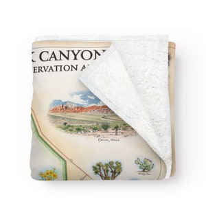 Red Rock Canyon National Park Carte Couverture polaire - Doux, confortable et chaud Jeter - 58 « x 50 » - Multicolore, Neutre, Bleu, Vert, Marron, Beige