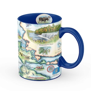 Large 16oz Michigan State Upper Peninsula Map Mug - Perfect for Coffee, Tea, Cocoa - Blue
