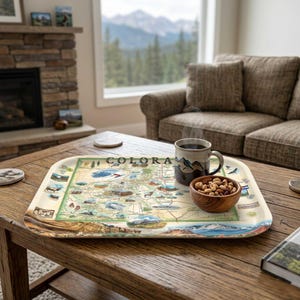 Colorado Map Wooden Serving Tray – State Gift