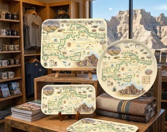 Badlands National Park Map Wooden Serving Trays