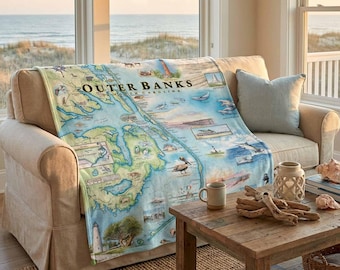 Woven Blanket – Outer Banks North Carolina Throw, Lighthouse