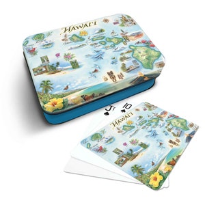 Cartes à jouer Hawai'i Map standard de 52 jeux - Format officiel de Vegas Poker