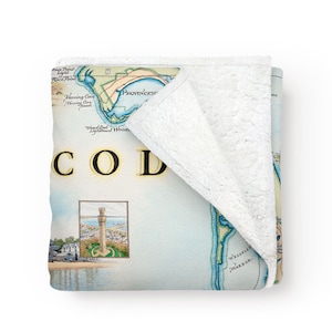 Cape Cod Fleece Decke - Weich, gemütlich und warm Überwurf - 58 "x 50" - Multicolor, Neutral, Blau, Grün, Braun, Beige