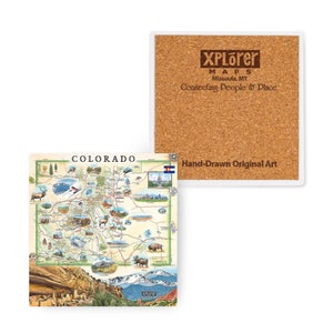 Colorado State Map Keramikuntersetzer mit Korkbasis - 4er-Set