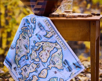 San Juan Islands Map Kitchen Towel - Decorative Cotton Tea Towel