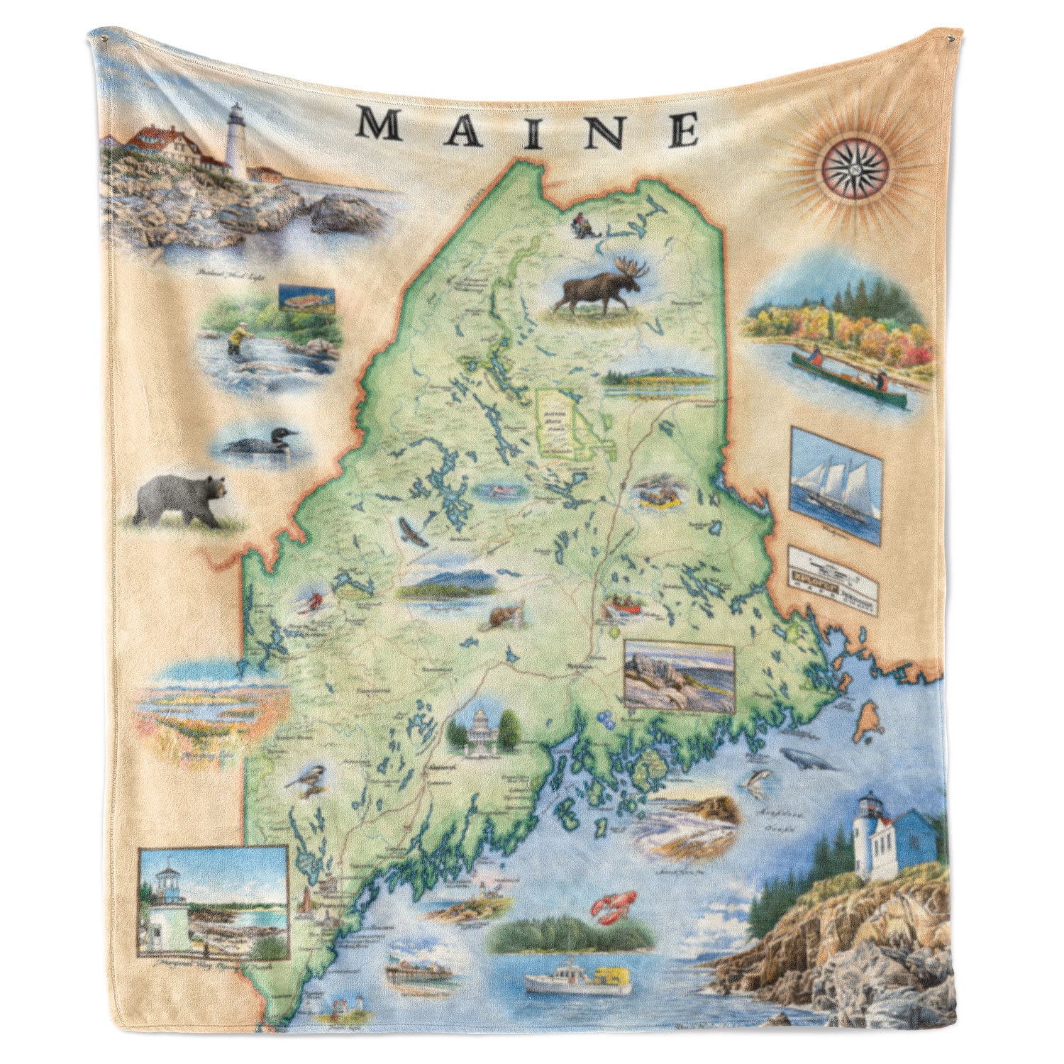 Discover Maine State Map Fleece Blanket-Soft, Cozy, and Warm Blanket