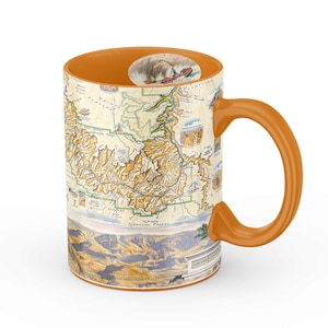 Large 16oz Grand Canyon National Park Map Mug - Perfect for Coffee, Tea, Cocoa - Orange