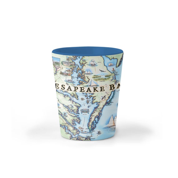 Chesapeake Bay Map Shot Glass, BPA-Free Ceramic, 1.5 oz