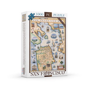 Puzzle carte de la baie de San Francisco - 1000 pièces, poster inclus