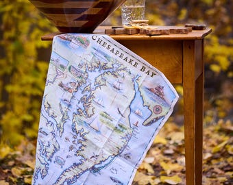 Chesapeake Bay Map Kitchen Towel – 100% Cotton Flour Sack