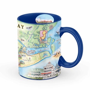 Große 16 Unzen New Jersey Cape May Map Tasse - Perfekt für Kaffee, Tee, Kakao