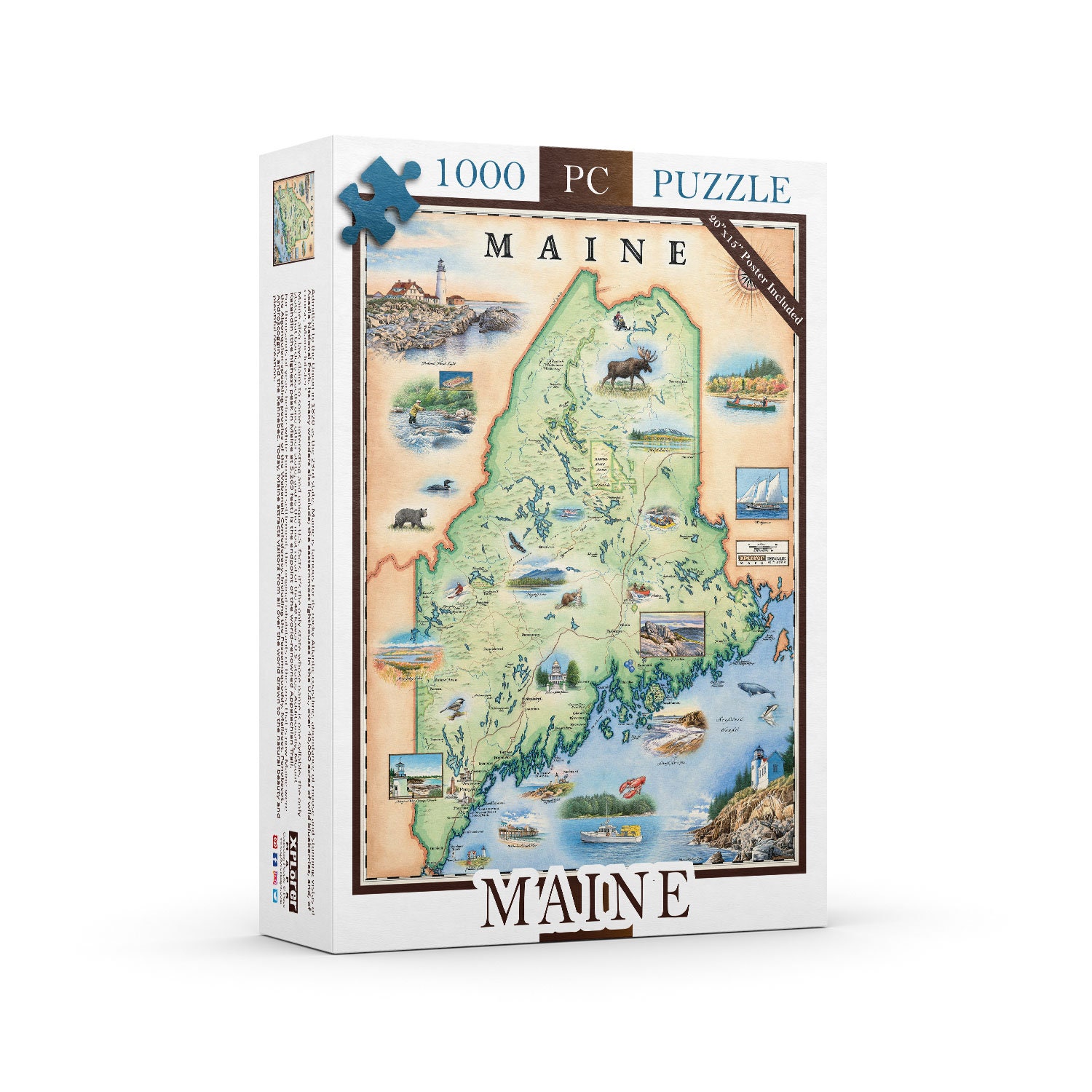 Maine State Map - 1000 Pieces, Includes Poster - Etsy