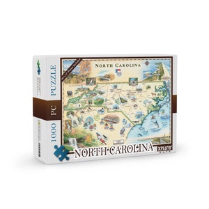 North Carolina State Map Puzzle - 1000 Pieces, Includes Poster