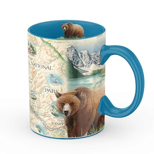 Large 16oz Banff National Park Map Mug - Perfect for Coffee, Tea, Cocoa - Blue