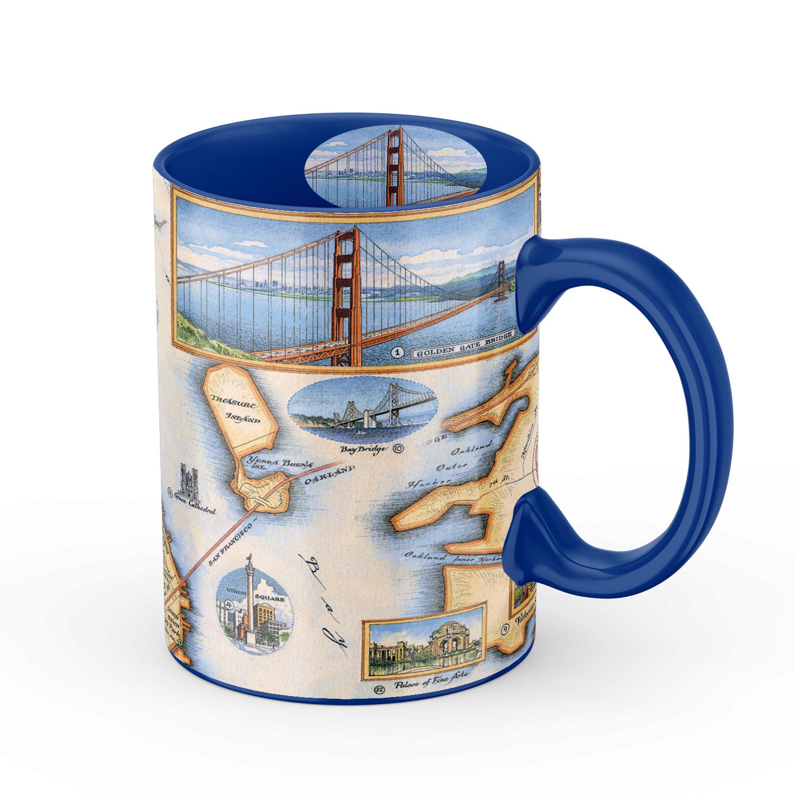 San Francisco Bay Ceramic Mugs 16oz BPAFREE Map Art For Etsy